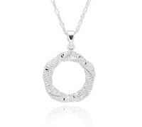 equilibrium Twisted Bliss Silver Plated Necklace Collection - Textured Circle Teardrop Elegant Sparkle Jewellery (Textured Circle: H 2 cm × W 2 cm × D 0.4 cm)