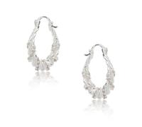 Equilibrium Twisted Effect Silver Plated Hoop Earrings with Pavé Cubic Zirconia