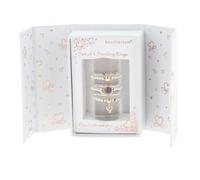 equilibrium Two Tone Heart Stackable Ring Gift Set, 3 Piece Set with Lilac Crystal Accents, Gold and Silver Finish