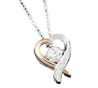 equilibrium Two Tone Heart with Silver and Rose Gold Plated Moving Cubic Zirconia