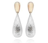 Equilibrium Two Tone Teardrop Earrings, Silver and Gold Plated, Textured Raindrop Design, 2.3 x 0.6 cm