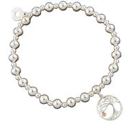 equilibrium Two Tone Tree Dangly Bracelet, Silver Beaded with Tree of Life Charm (Height: 8 x Width: 19 x Depth: 0.6 in cm)