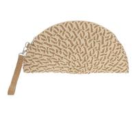equilibrium Woven Half Circle Clutch Bag with Detachable Wristlet Strap, Natural or Pink, Lightweight Summer Statement Accessory, 34x38x4 cm (Natural)