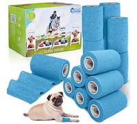 Equimed 12pc Vet and Pet Self Adhesive Bandage Wrap - Stretchy, Strong and Cohesive Non-Woven Individually Wrapped Conforming Compression Aid for Horse, Dog and Animal Athletic Relief (Lake Blue)