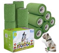 Equimed 12pc Vet and Pet Self Adhesive Bandage Wrap - Stretchy, Strong and Cohesive Non-Woven Individually Wrapped Conforming Compression Aid for Horse Animal Athletic Relief (10cm, Green)