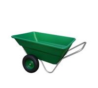 Equimed 300L Garden Wheelbarrow - Heavy Duty XL Trolley with Giant 300L Plastic Bucket, Puncture-Proof Large-Profile Wheels, Galvanised Tubular Frame, High Handle