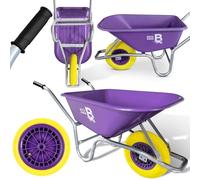 Equimed Bertie 110L 250KG Heavy Duty Builders Wheelbarrow - Large Wheel Barrow Puncture Proof Solid Tyre Garden Cart & Outdoor Yard Trolley, Durable Green Polypropylene Tub for Soil, Gravel & Mulch