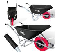 Equimed Bertie 110L Heavy Duty Garden WheelBarrow & Builders Wheel barrow | Puncture-Proof Solid Tyre | Black | Durable Polypropylene Tub |Garden, Soil, Gravel, Mulch & Tools