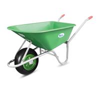 Equimed Garden Wheelbarrow - Lightweight Trolley with 85L Plastic Bucket, Puncture-Proof PU Wheel, Galvanised Frame (Green)