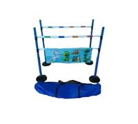 Equimed Hobby Horse Jump Set - Modular Kit with 4 Upright Jump Wings, 4 Multicoloured Poles, 8 Push-On Cups and Material Flags with Carry Bag (1 set, 2 jumps)