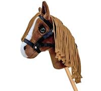 Equimed Tiny Hobby Horse “Jackpot” - Chestnut Hobby Horse with light Mane & Tail - Soft Plush Stick Horse for Toddlers & Little Children