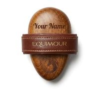 Equimour Metal Curry Comb - Horse Curry Comb with Brass Tines & Ergonomic Wooden Handle - Removes Coarse Dirt, Incrustations & Loose Hair - For Thorough Grooming Horse & Pony (Personalised)