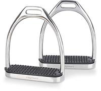 Equinate Luna Stirrups 12 cm Stainless Steel - With Non-Slip Rubber Tread - For Adults and Children - Pack of 2