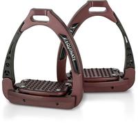 Equinate Mayfield Safety Stirrups Wine Red - Lightweight Aluminium Stirrups with Safety Arm - Shock-Absorbing and Non-Slip Tread - Pack of 2