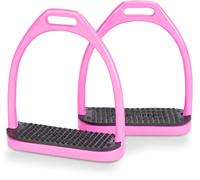 Equinate Midway Stirrups 12 cm Pink - With Non-Slip Rubber Tread - For Adults and Children - Pack of 2