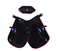 Equine Care 23" Farrier Apron Chaps for Women - Cowhide Suede Leather & Canvas, 4 Hoof Knife Pockets, 2 Magnets, Back Support, Adjustable 28-52" Waist - Farrier Tools for Horse Shoeing & Hoof Trimming