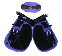 Equine Care Farrier Apron Chaps - 23" to 27" Cowhide Suede Leather & 500 GSM Canvas, Adjustable Waist 28"-52", Back Support, 4 Hoof Knife Pockets & 2 Nail Magnets. (23 inches (59 cm))