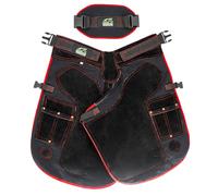 Equine Care Farrier Apron Chaps - 25" Length, 2mm Cowhide Leather & 500 GSM Canvas, Ergonomic Padding, Air-Mesh, Dual Magnets, Adjustable Waist (28"-52"), Ideal for Horseshoeing & Hoof Trimming.