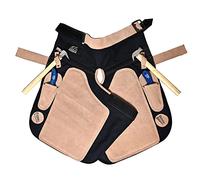 Equine Care Farrier Apron Chaps for Men 25" Cowhide Suede Leather & Canvas, Adjustable 28"-52" Waist, 2 Hammer Loops, Hoof Knife Pockets & Nail Magnets, Air Mesh, Farrier Tools for Hoof Trimming.
