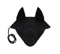 Equine Care Horse Fly Bonnet Full Size Black - Breathable Cotton Crochet Ear Bonnet, Fly Veil & Ear Net for Horses with Noise Reducing Cotton Ears for Dressage, Hunter Jumper & English Riding