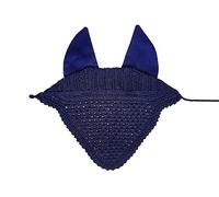 Equine Care Horse Fly Bonnet Full Size Blue - Breathable Cotton Crochet Ear Bonnet, Fly Veil & Ear Net for Horses with Noise Reducing Cotton Ears for Dressage, Hunter Jumper & English Riding