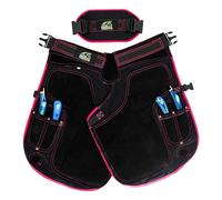 Equine Care Women’s Farrier Apron Chaps - 23" Leather & Canvas Farrier Apron for Hoof Trimming & Horseshoeing, Adjustable Waist 28-52”, 2mm Cowhide, 500 GSM, Back Support, 4 Knife Pockets, 2 Magnets