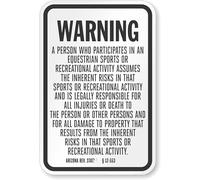 Equine Liability Warning A Person Who Participates In An Equestrian Sports Warning Metal Sign Aluminum Signs for Outdoors Use Yard Farm Fence Home Wall Decor 8x12 inch