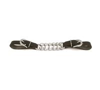 Equine Smile ES3019 Chin Chains Various Types Leather Nylon Stainless Steel with Double or Twisted Chain (Twisted Chain/Leather Brown)