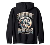 Equinetrovert Horse Lover I Prefer Horses To People Zip Hoodie