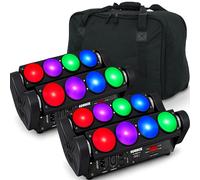 Equinox Butterfly Quad MKII Sweeper Beam LED Light Effect DJ Stage PAIR inc Case