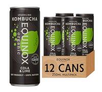 Equinox Kombucha Drink Cola & Lime Real Fruit Kombucha Flavours (12 x 250ml) | Authentic Craft Kombucha Drink Brewed in UK with SCOBY, Green Tea & Raw Cane Sugar | No Sweeteners & 100% Natural