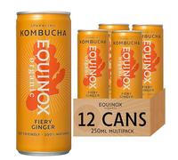Equinox Kombucha Fiery Ginger Real Fruit Kombucha Flavours (12 x 250ml) | Authentic Craft Kombucha Brewed in UK with SCOBY, Green Tea & Raw Cane Sugar | No Sweeteners & 100% Natural