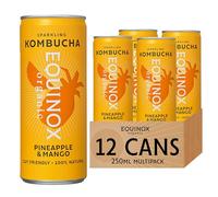 Equinox Kombucha Pineapple & Mango (12 x 250ml) | Brewed in UK with SCOBY, Green Tea & Raw Cane Sugar | Sparkling Live Cultured Probiotic Drink for Gut Health | No Sweeteners & 100% Natural
