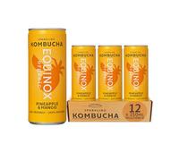 Equinox Kombucha Pineapple & Mango Kombucha Drinks (12 x 250ml) | Sparkling Live Cultured Probiotic Drink for Gut Health | Low Calorie, 100% Natural, No Sweeteners | Great Taste Award | Brewed in UK