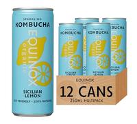 Equinox Kombucha Sicilian Lemon (12 x 250ml) | Brewed in UK with SCOBY, Green Tea & Raw Cane Sugar | Sparkling Live Cultured Probiotic Drink for Gut Health | No Sweeteners & 100% Natural