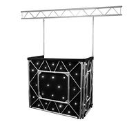 Equinox Truss DJ Disco Booth Stand System with Overhead Lighting Kit & Starcloth