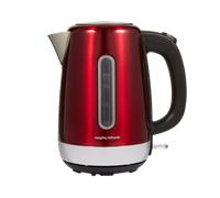 Morphy Richards Equip Kettle, 1.7L, 3Kw Rapid boil, Removeable Limescale Filter, Easy View Water Gauge, Stainless Steel Case, Red, 102785