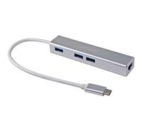 Equip 133481 USB-C to 3-Port USB Hub with Gigabit Adapter/Silver
