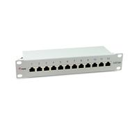 Equip 326523 12-Port Cat.6A Shielded Patch Panel, 10", Light Grey