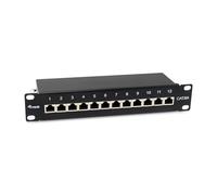 Equip 326623 12-Port Cat.6A Shielded Patch Panel, 10", Black