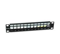 Equip 769331 12-Port Keystone Shielded Patch Panel, 10", Black