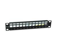 LevelOne Equip 769331 12-Port Keystone Shielded Patch Panel; Black; 10