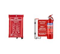 Equip Emergency Fire Safety Blanket for Home, Kitchen, Caravan & Workplace 1KG ABC Dry Chemical Powder Fire Extinguisher | with Steel Wall Bracket | Fire Extinguisher for the Home or Car