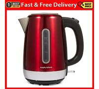 Morphy Richards Equip Jug Kettle, 1.7L, 3Kw Rapid boil, Removeable Limescale Filter, Easy View Water Gauge, Stainless Steel Case, Red, 102785