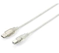 Equip USB2.0 Kabel USB Anschlusskabel (A/Stecker - B/Stecker 1,8 m) silber Silbe