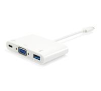 Equip USB Type C to VGA Female/USB A Female/PD Adapter