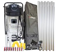 Equip2clean KV100-3 3600W Triple Motor Wet and Dry Industrial Gutter Vacuum Cleaner System, Corded Vacuum Cleaner with 4K WiFi Inspection Camera, Holdall Carry Bag, & Gutter Pole Kit (40ft)