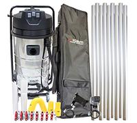 Equip2clean KV100-3 3600W Triple Motor Wet and Dry Industrial Gutter Vacuum Cleaner System, Corded Vacuum Cleaner with 4K WiFi Inspection Camera, Holdall Carry Bag, & Gutter Pole Kit (36ft)