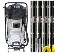 Equip2clean KV100-3 Industrial Vacuum Cleaner with 40ft Carbon Fibre Gutter Pole Kit | 3600W Triple Motor | Side Entry Inlet | For Wet & Dry Gutter Cleaning | Professional Corded Vacuum Cleaner