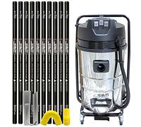 Equip2clean KV80-3 Industrial Vacuum Cleaner 3600W Triple Motor Corded Vacuum Cleaner with Stainless Steel Tank, High Airflow Performance for Gutter Cleaning, with Carbon Fibre Gutter Pole Kit (40ft)